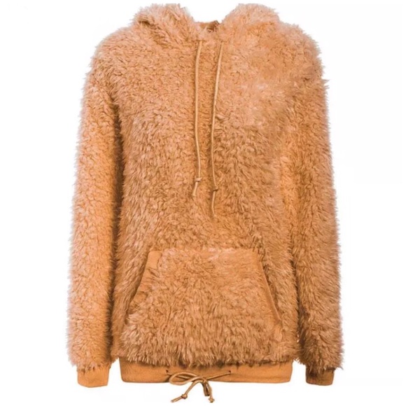 CLEARANCE Fuzzy Teddy Bear Hooded Long Sleeve Sweatshirt - Picture 2 of 3